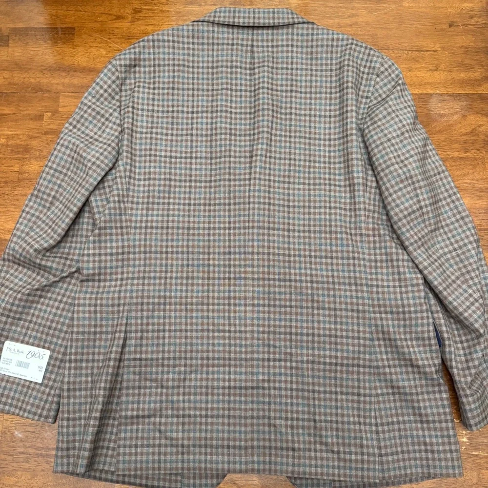 Jos. A. Bank Brrr Comfort Sport Coat Mens 46R Brown Plaid Wool Blend Tailored